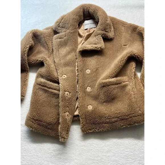 Stand Studio Coat Womens EU36 The Marina Faux Shearling Teddy Jacket Cozy Chunky